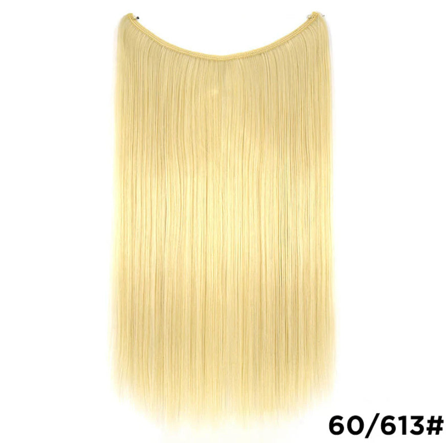 Halo Hair Extensions – 22” Silky Straight Synthetic