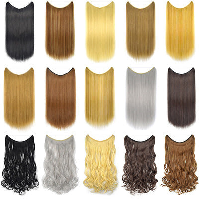 Halo Hair Extensions – 22” Silky Straight Synthetic