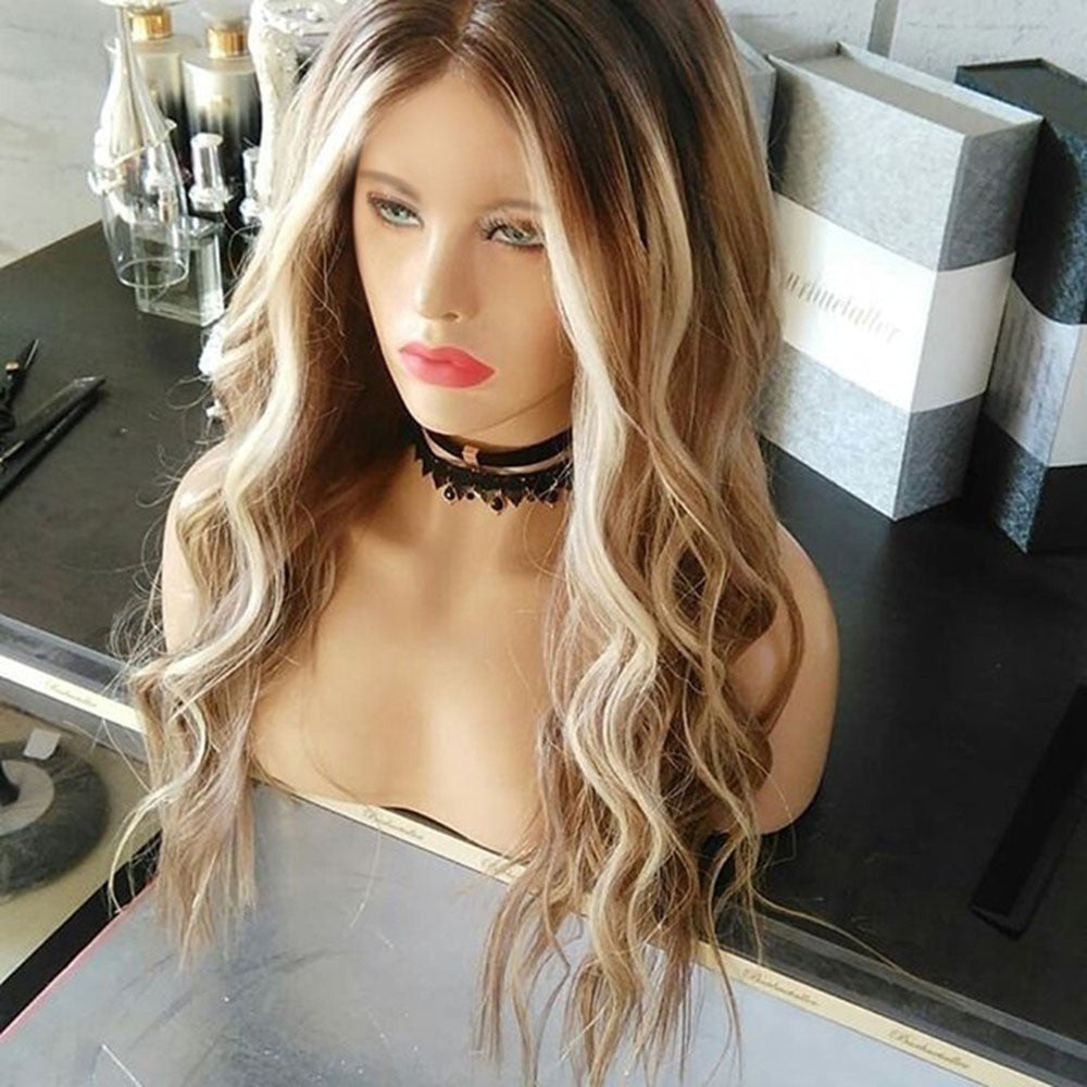 Long Curly Wig – Yellow Gold Big Wave Style